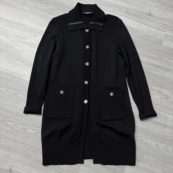 St John Sport Cardigan Coat Petite Small Black - Picture 1 of 6